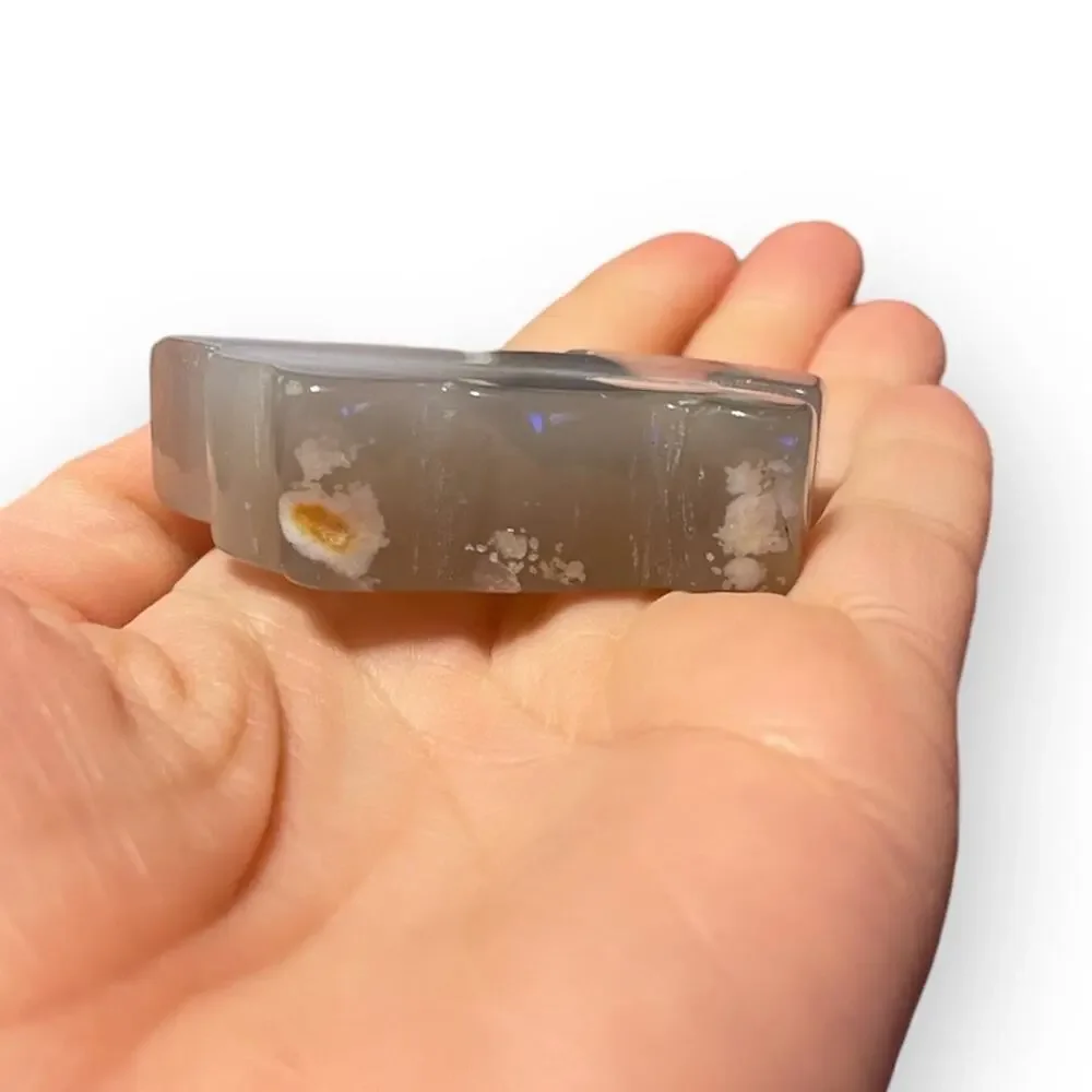 Blue Flower Agate French Bulldog Slice